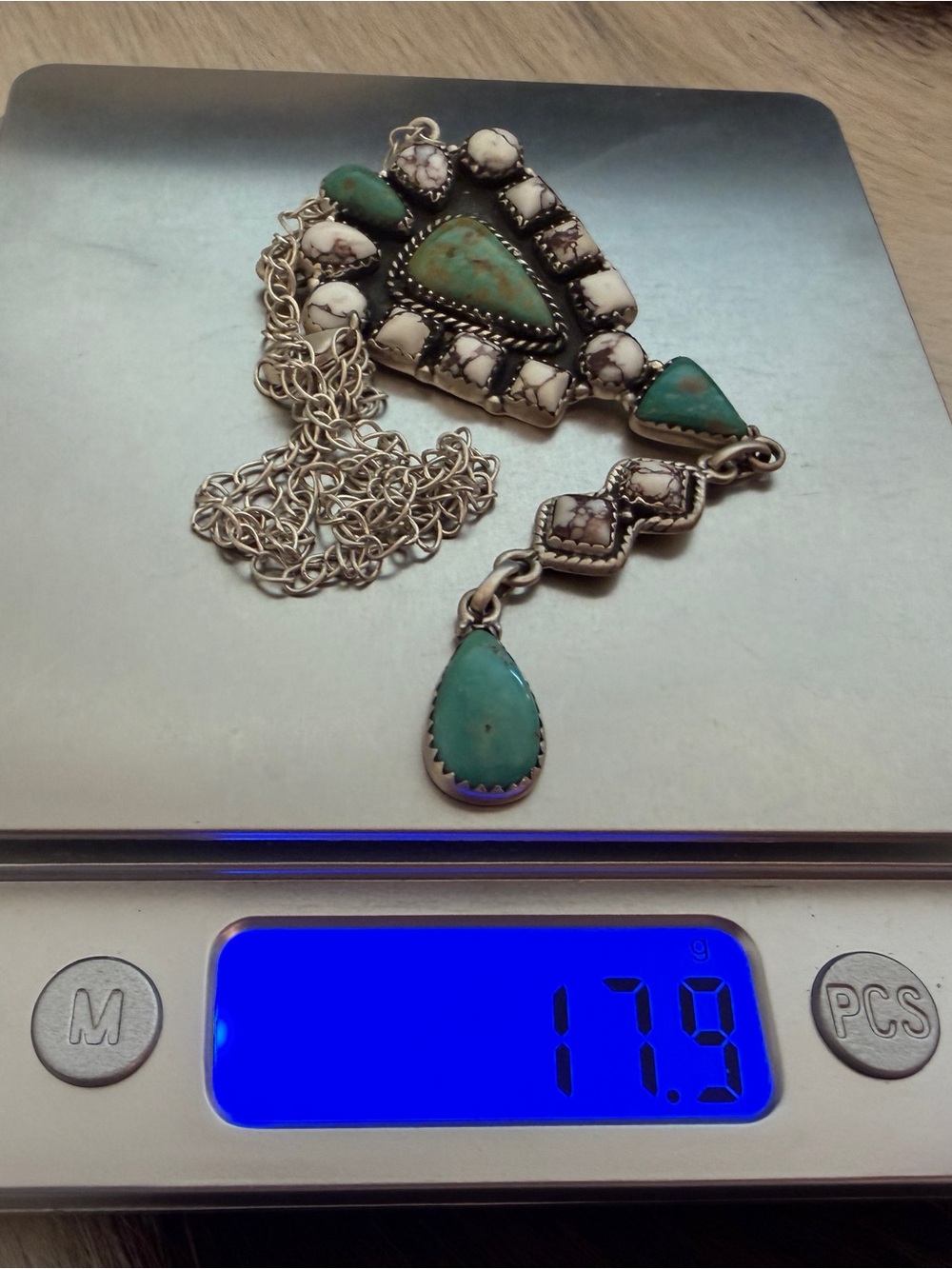 ❤️Lariat-style 24”L ADJ Wild Horse Jasper and Kingman Turquoise 925 Necklace 17G - Picture 9 of 11